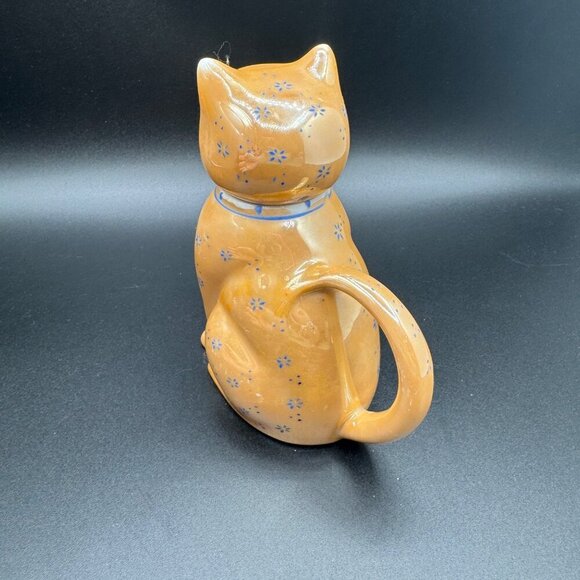 Vintage 1950s Lusterware lucky Orange Cat Teapot - Picture 4 of 11